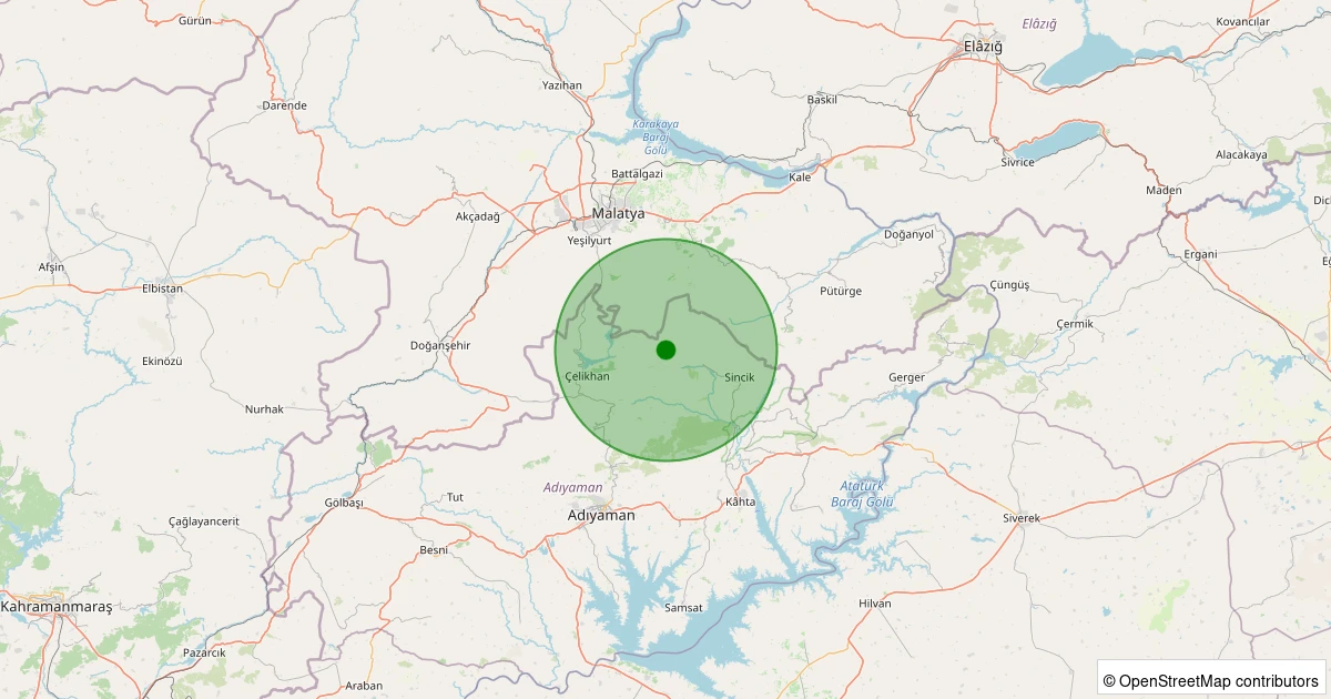 26 Ekim 2025 saat 02:55 - Çelikhan - İzci Köyü - 1.60ml depreminin harita gösterimi