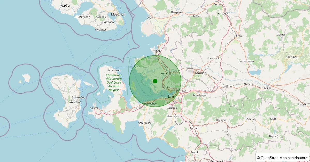 26 Ekim 2025 saat 04:19 - Menemen - Tuzçullu Köyü - 1.40ml depreminin harita gösterimi