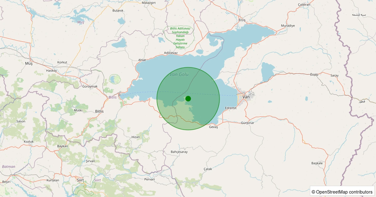 26 Ekim 2025 saat 05:06 - Gevaş - 1.30ml depreminin harita gösterimi