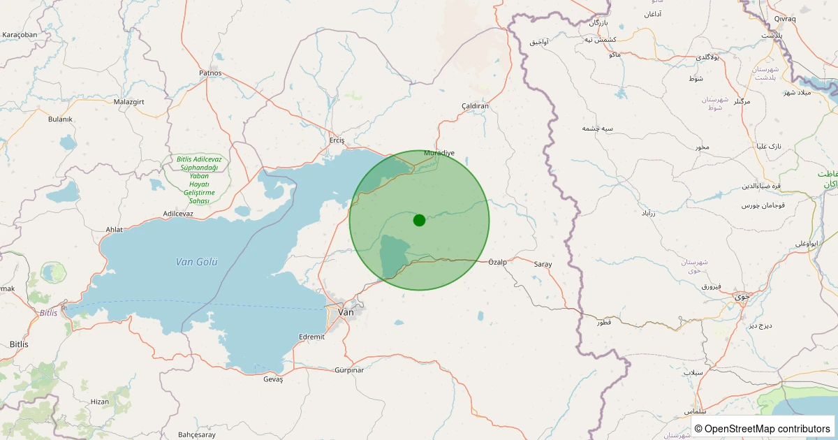 26 Ekim 2025 saat 04:47 - Muradiye - 1.10ml depreminin harita gösterimi