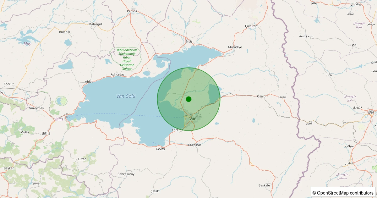 26 Ekim 2025 saat 05:08 - Tuşba - 1.80ml depreminin harita gösterimi
