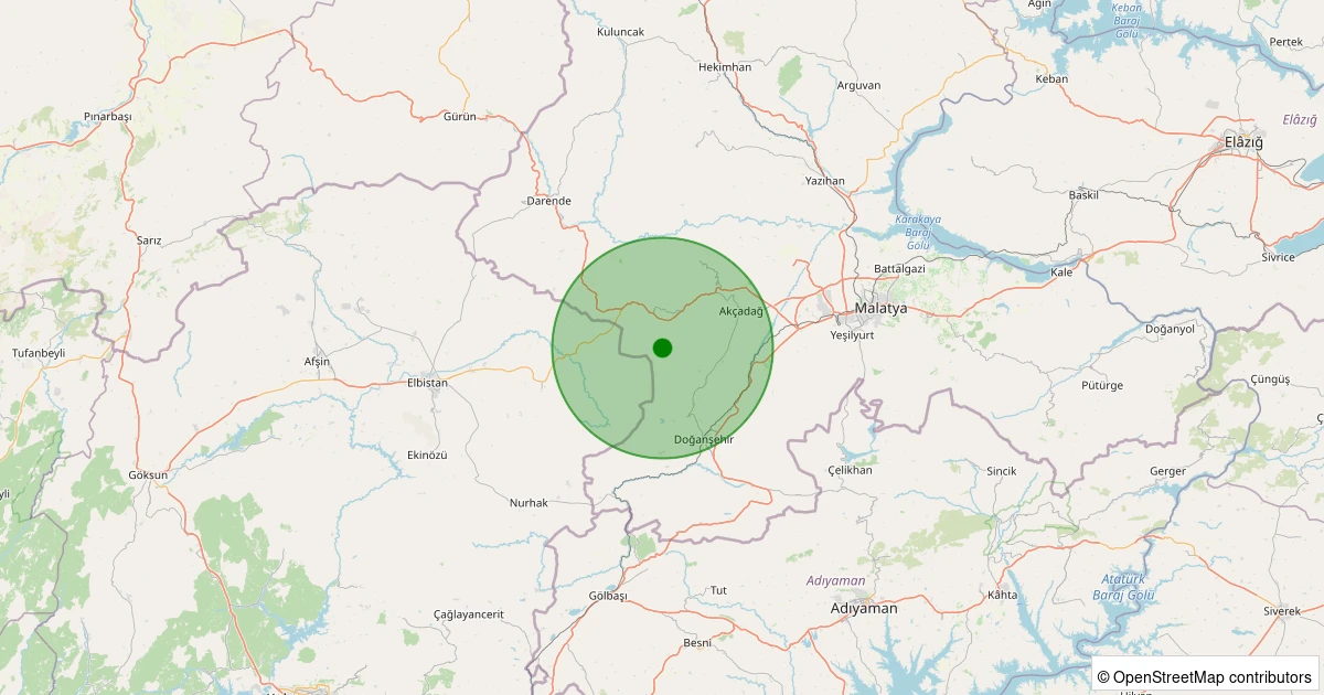 26 Ekim 2025 saat 08:15 - Akçadağ - Çevirme - 1.80ML depreminin harita gösterimi