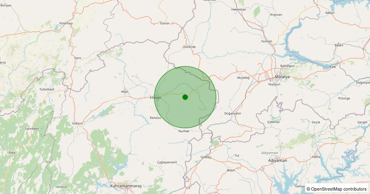 06 Ekim 2025 saat 10:08 - Elbistan - 1.30ML depreminin harita gösterimi