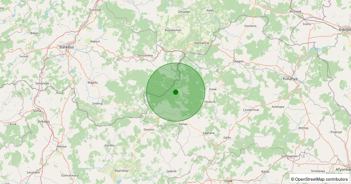 06 Ekim 2025 saat 11:20 - Simav - 1.10ML depreminin harita gösterimi
