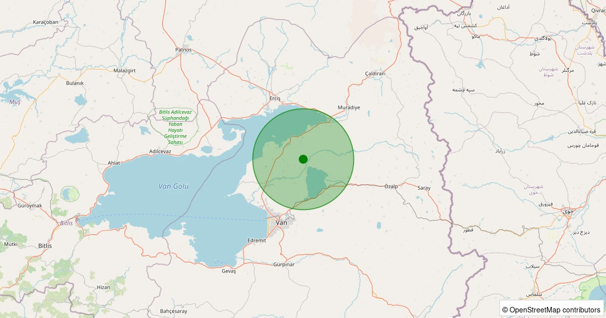 26 Ekim 2025 saat 20:08 - Tuşba - Meydancık - 2.20ML depreminin harita gösterimi