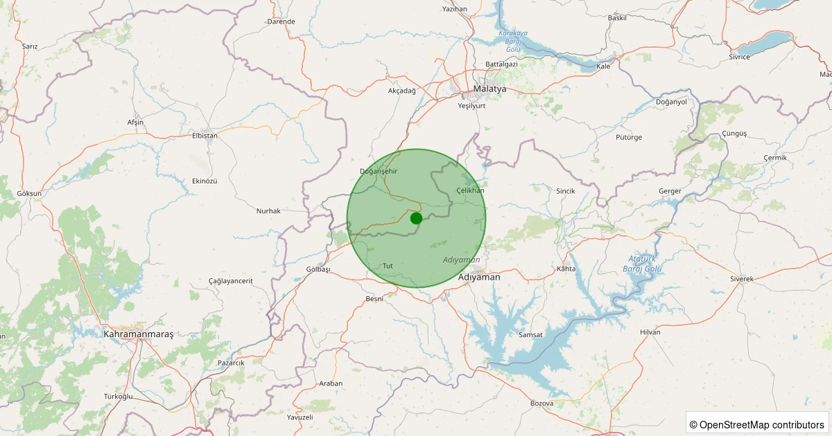 26 Ekim 2025 saat 21:40 - Doğanşehir - Gedikağzı - 1.00ML depreminin harita gösterimi