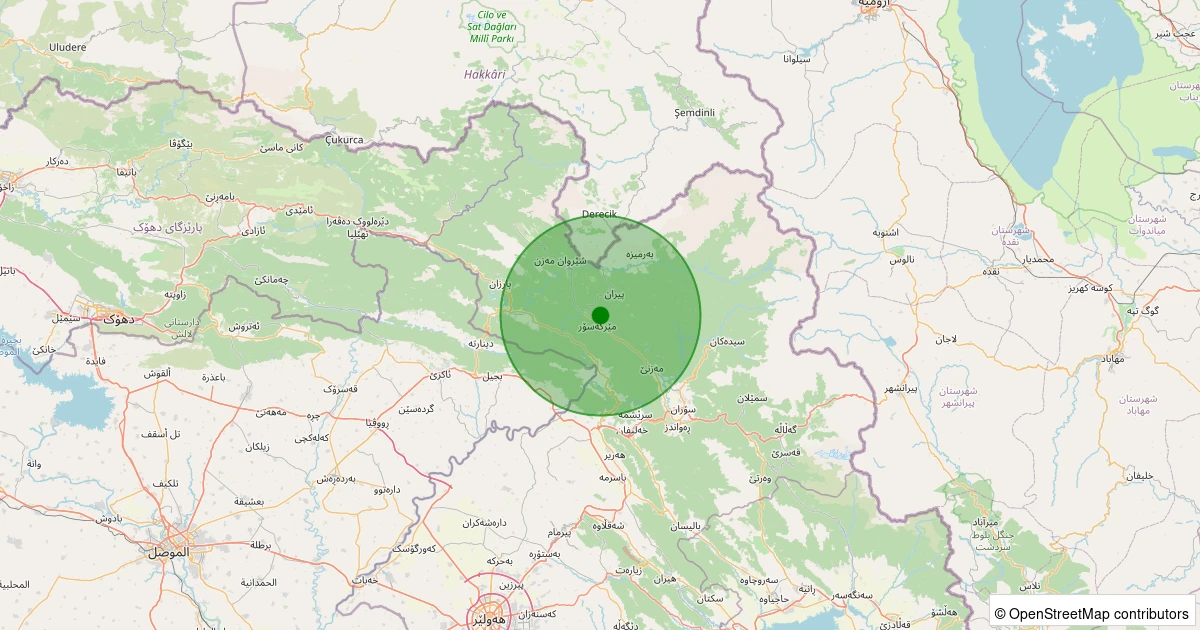 27 Ekim 2025 saat 00:52 - Mergasur, Erbil (Irak) - [18.66 km] Şemdinli (Hakkari) - 3.20ML depreminin harita gösterimi