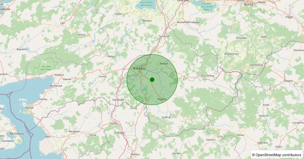 27 Ekim 2025 saat 02:03 - Altıeylül - Aslıhantepecik - 1.60ML depreminin harita gösterimi
