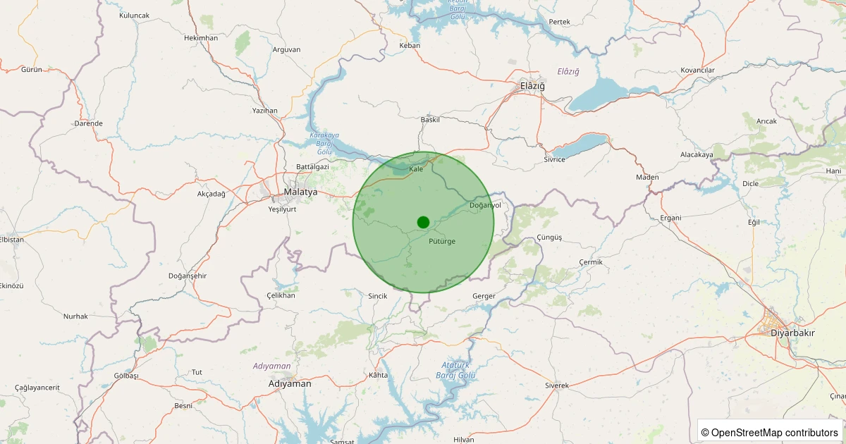 27 Ekim 2025 saat 03:48 - Pütürge - Pazarcık Köyü - 2.10ml depreminin harita gösterimi