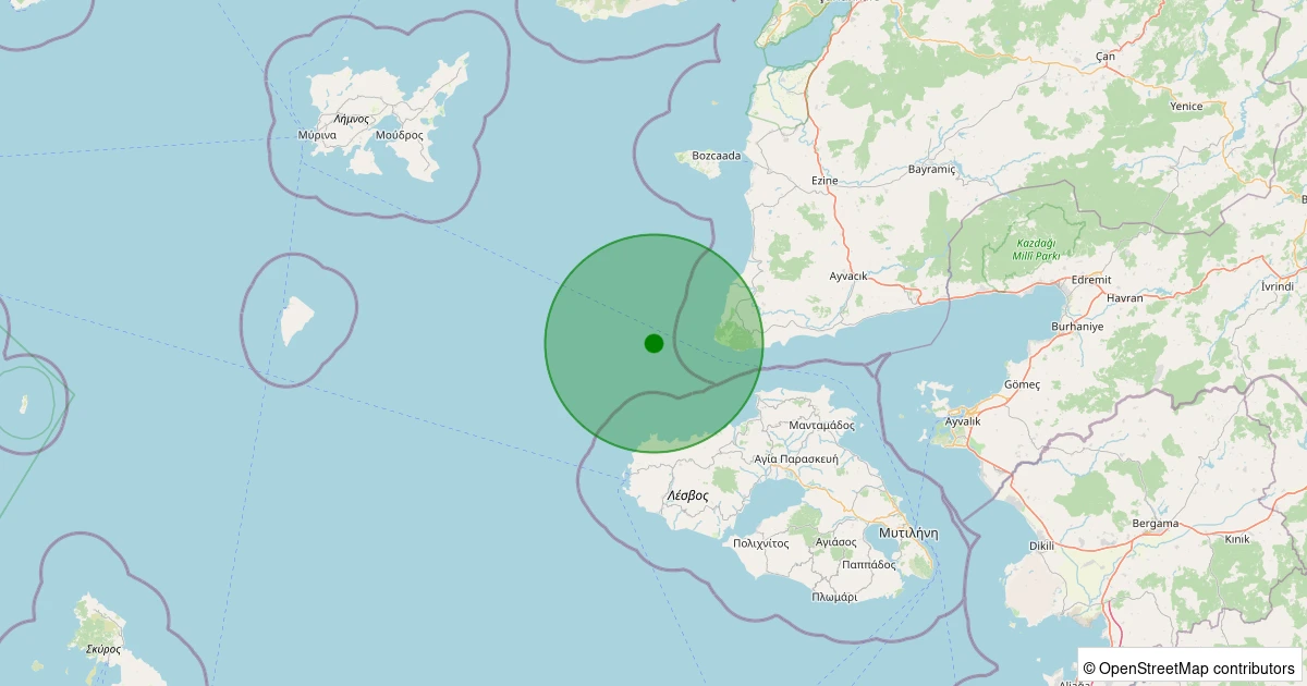 27 Ekim 2025 saat 10:17 - Ege Denizi - [13.45 km] Ayvacık (Çanakkale) - 3.70MW depreminin harita gösterimi