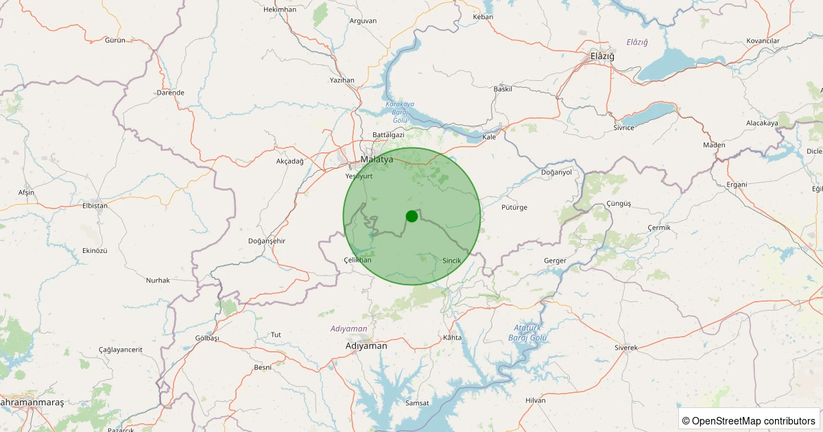 27 Ekim 2025 saat 19:46 - Sincik - Aksu Köyü - 1.60ml depreminin harita gösterimi