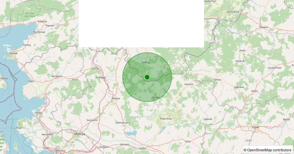 27 Ekim 2025 saat 23:07 - Sındırgı - Kınık - 3.20ML depreminin harita gösterimi