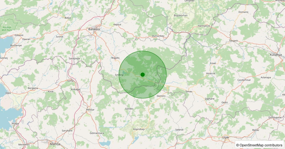 27 Ekim 2025 saat 23:15 - Sındırgı - Düvertepe - 2.60ml depreminin harita gösterimi