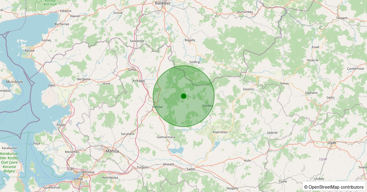 28 Ekim 2025 saat 01:16 - Akhisar - Kömürcü Köyü - 1.90ml depreminin harita gösterimi