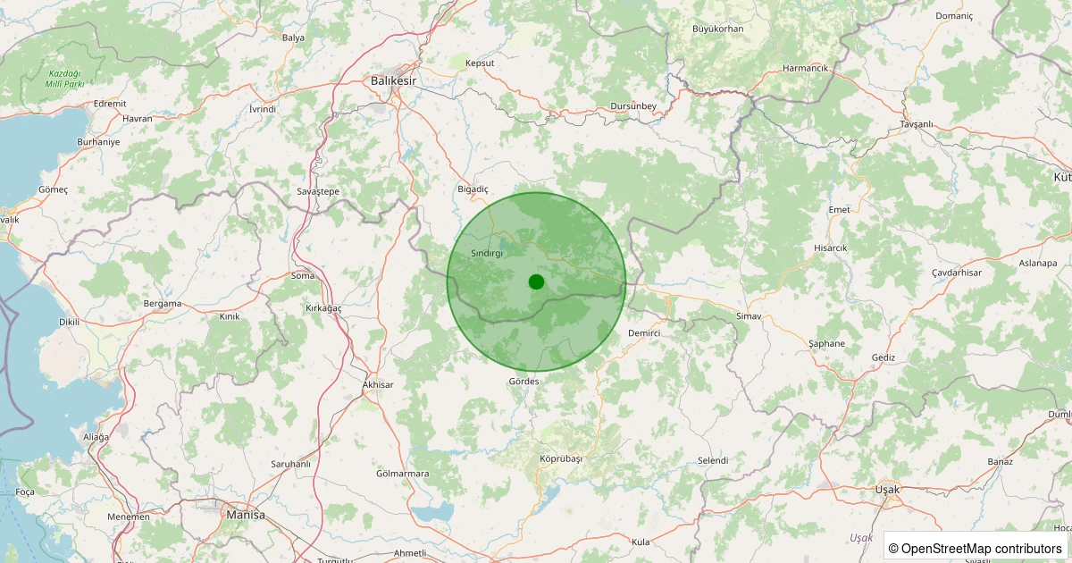 28 Ekim 2025 saat 02:18 - Sındırgı - Büyükdağdere - 2.30ML depreminin harita gösterimi