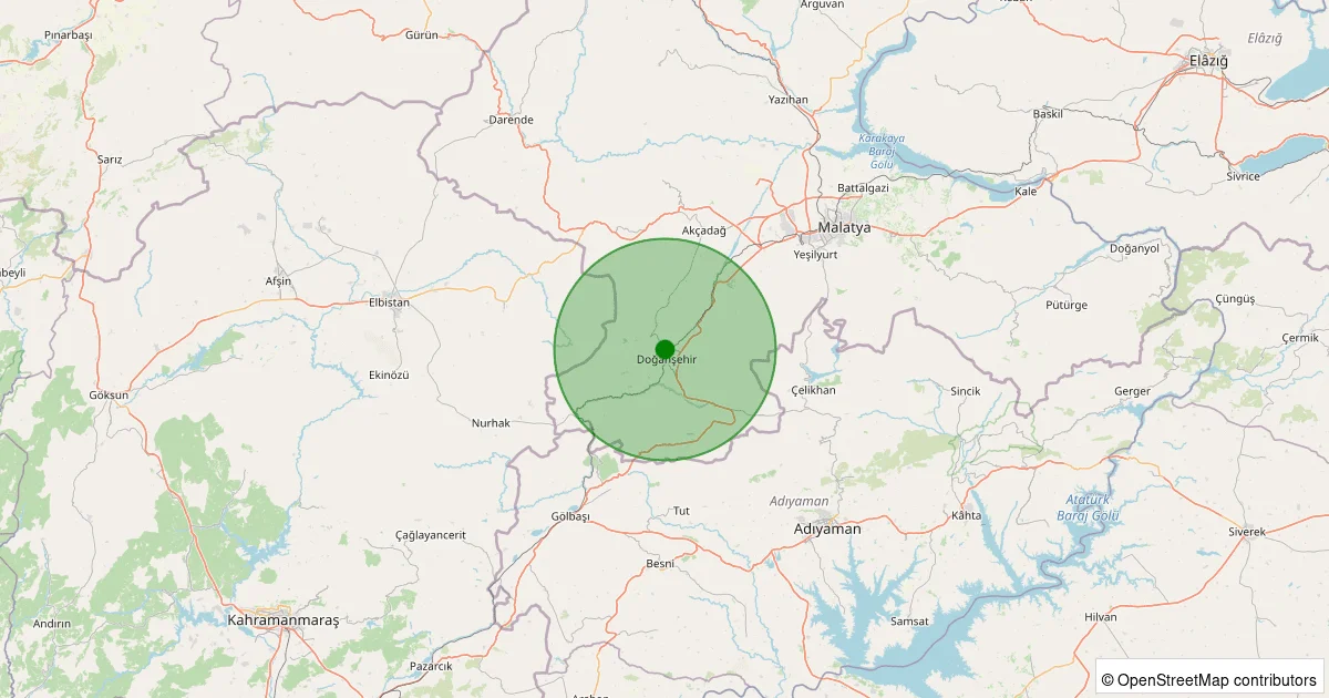 06 Ekim 2025 saat 22:05 - Doğanşehir - 1.10ML depreminin harita gösterimi