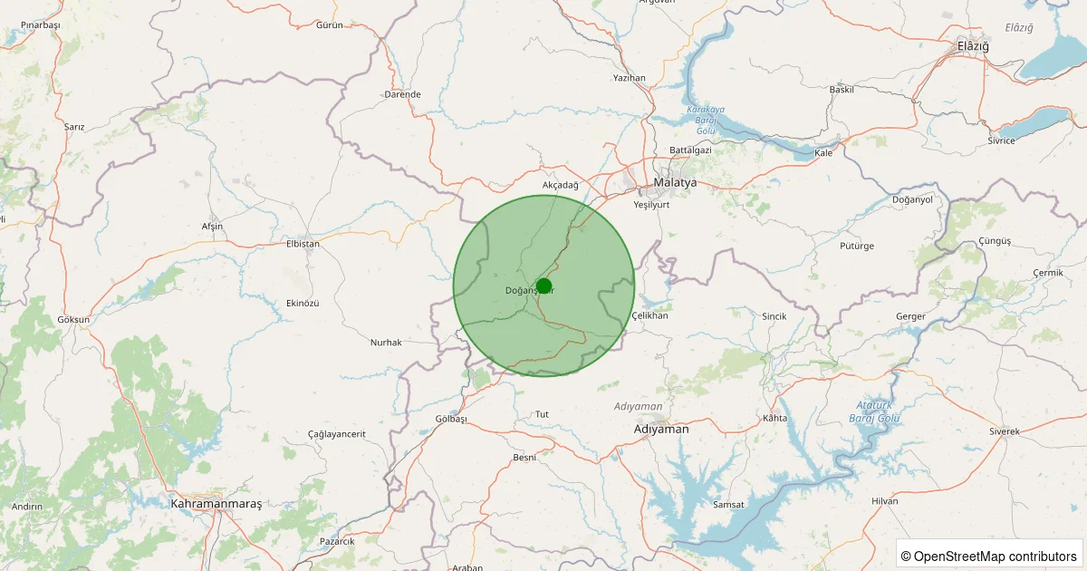06 Ekim 2025 saat 22:06 - Doğanşehir - 1.20ML depreminin harita gösterimi