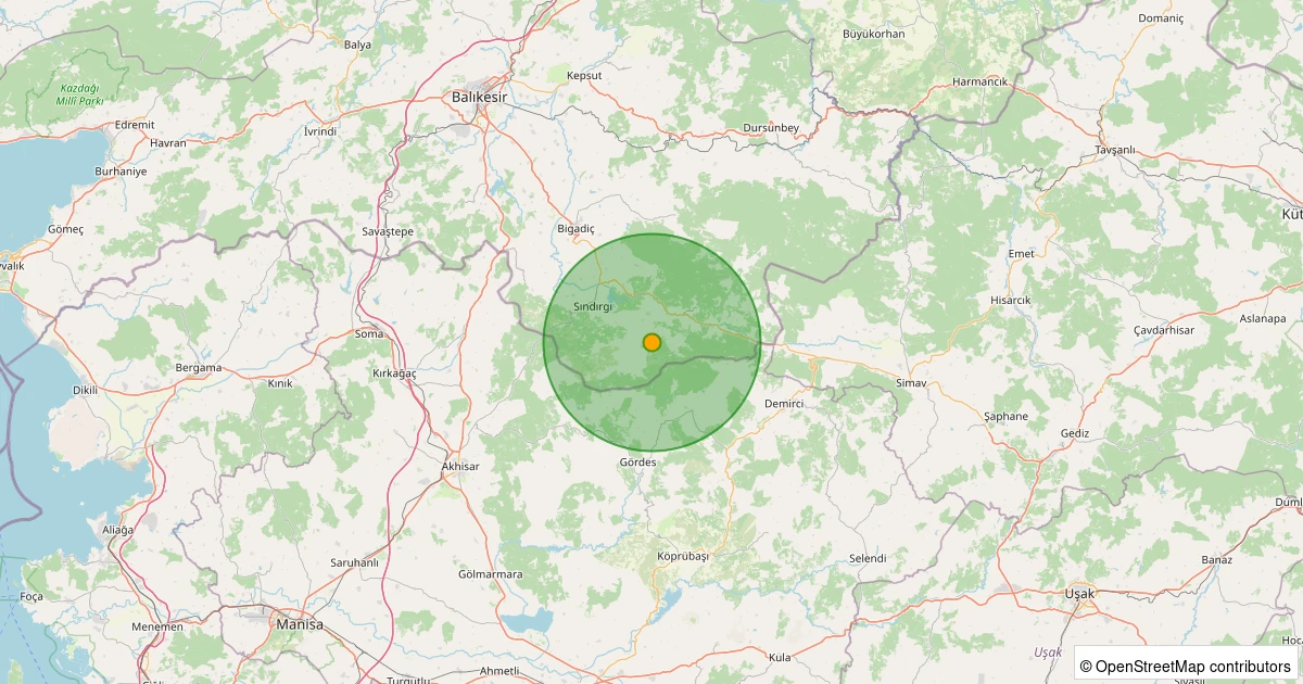 28 Ekim 2025 saat 03:48 - Sındırgı - Küçükdağdere - 4.37mb depreminin harita gösterimi