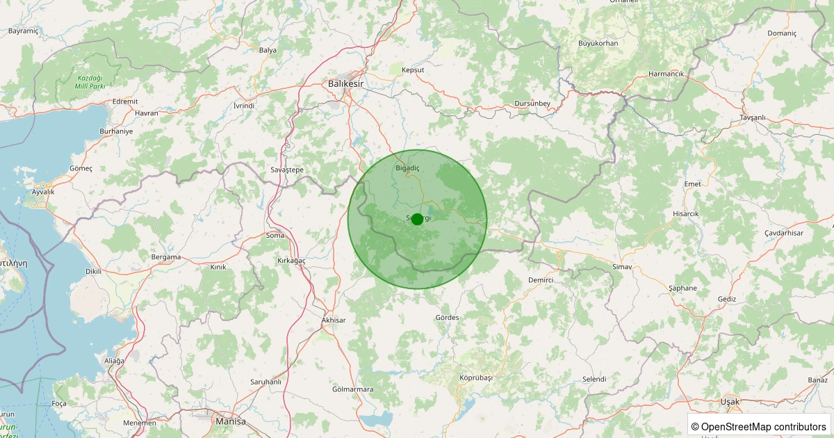 28 Ekim 2025 saat 03:49 - Sındırgı - Camikebir - 3.80ml depreminin harita gösterimi