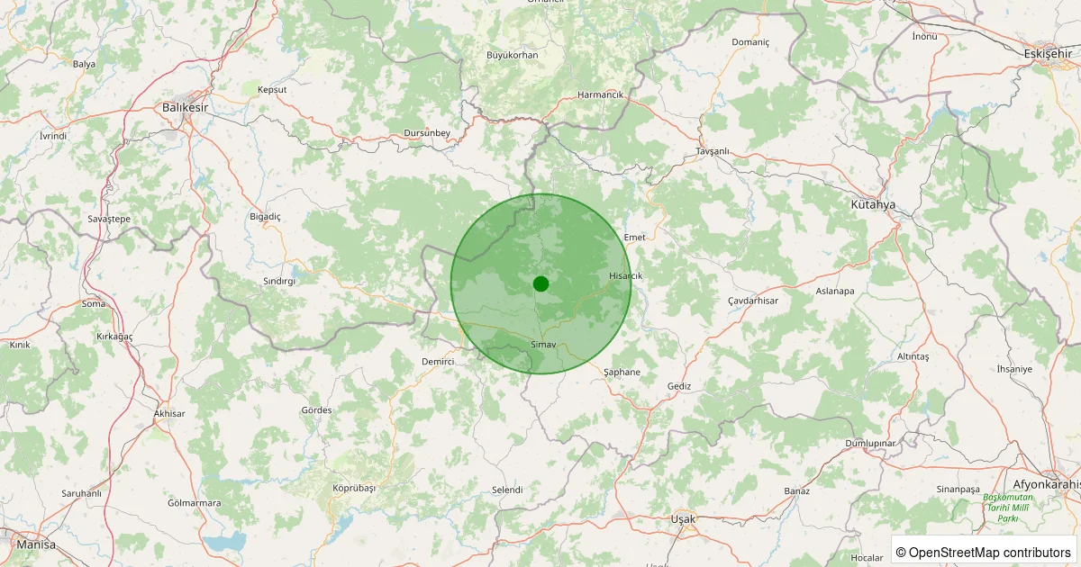 07 Ekim 2025 saat 01:23 - Simav - 0.90ML depreminin harita gösterimi