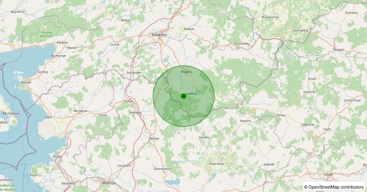 28 Ekim 2025 saat 06:52 - Sındırgı - Kertil - 2.80ML depreminin harita gösterimi