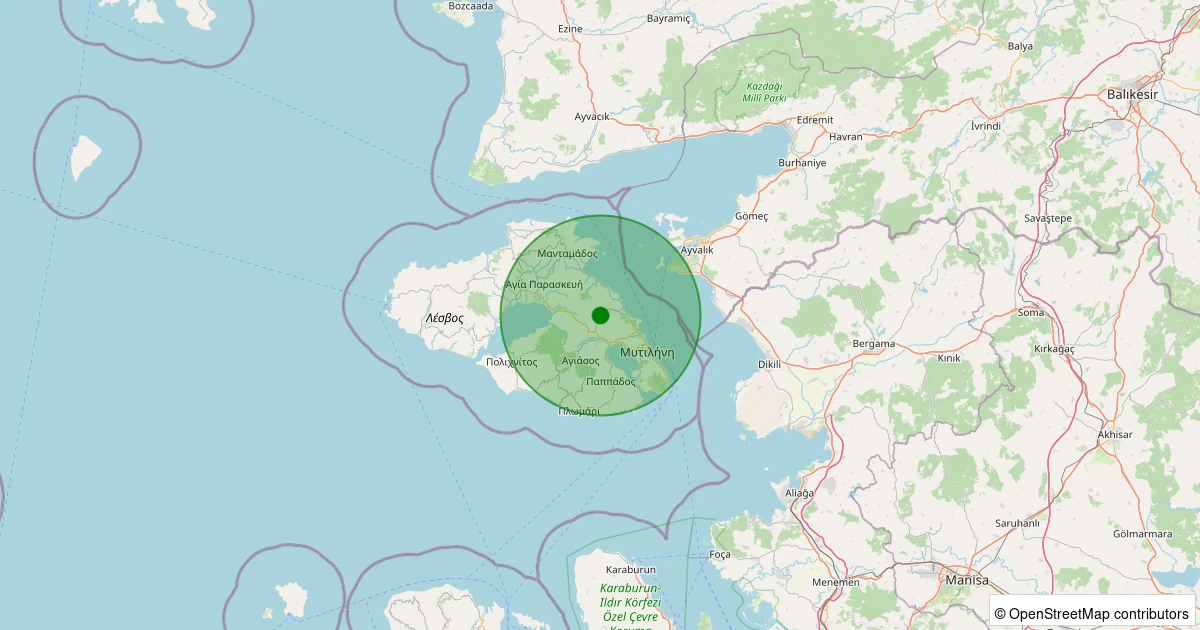 27 Ekim 2025 saat 12:07 - MIDILLI - 1.70ml depreminin harita gösterimi