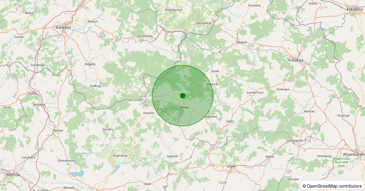 27 Ekim 2025 saat 01:01 - Simav - Naşa/Fatih - 1.20ml depreminin harita gösterimi