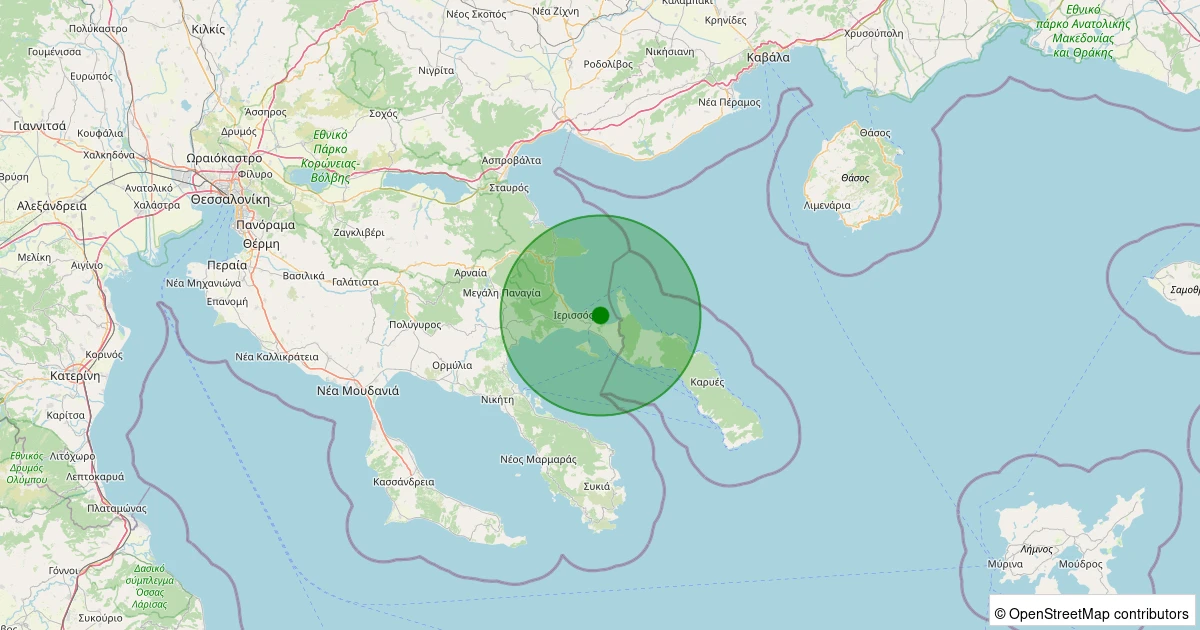 26 Ekim 2025 saat 22:10 - YUNANISTAN - 1.50ml depreminin harita gösterimi