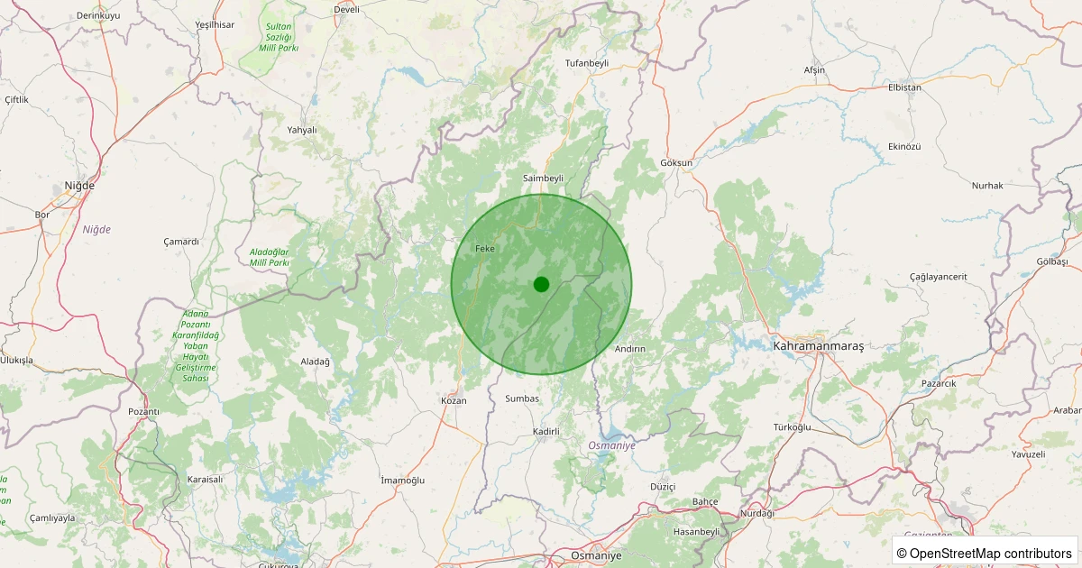 26 Ekim 2025 saat 21:51 - Kozan - Akçalıuşağı - 1.10ml depreminin harita gösterimi