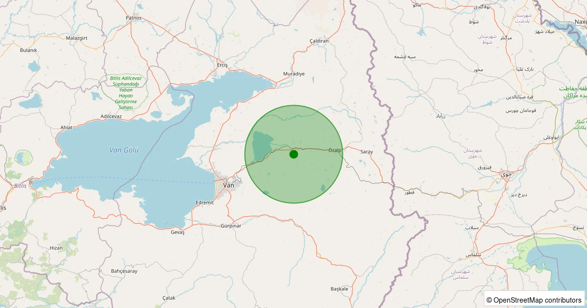 26 Ekim 2025 saat 20:08 - İpekyolu - Değirmenarkı - 2.30ml depreminin harita gösterimi