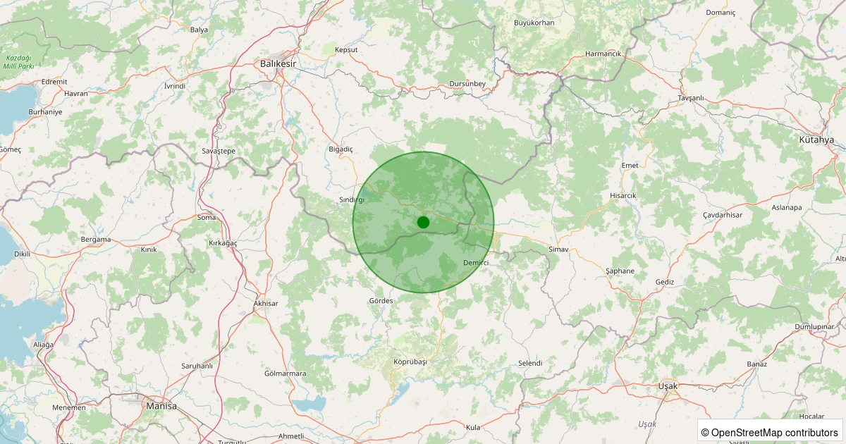 26 Ekim 2025 saat 06:31 - Sındırgı - Şapcı - 1.40ml depreminin harita gösterimi