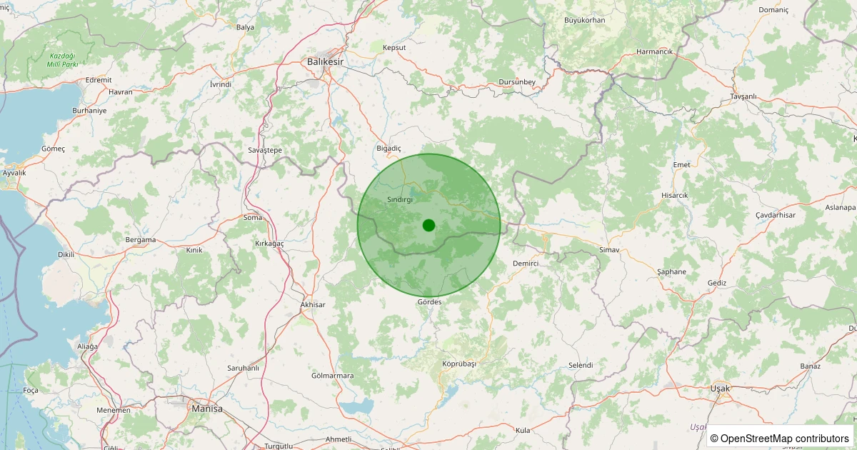 28 Ekim 2025 saat 08:42 - Sındırgı - Işıklar - 1.90ML depreminin harita gösterimi