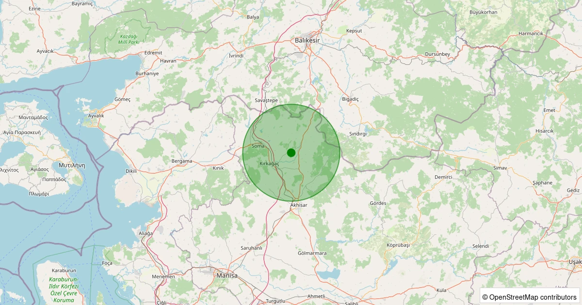 28 Ekim 2025 saat 09:33 - Kırkağaç - Hamitli - 1.90ml depreminin harita gösterimi