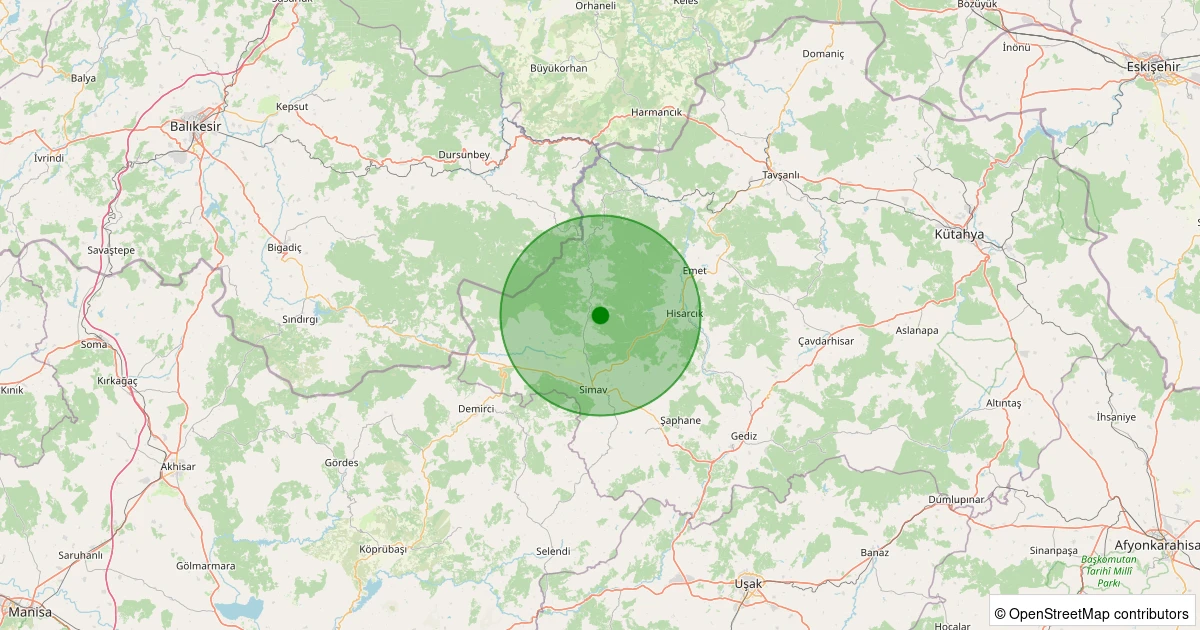 28 Ekim 2025 saat 08:57 - Simav - Maden Köyü - 2.40ml depreminin harita gösterimi