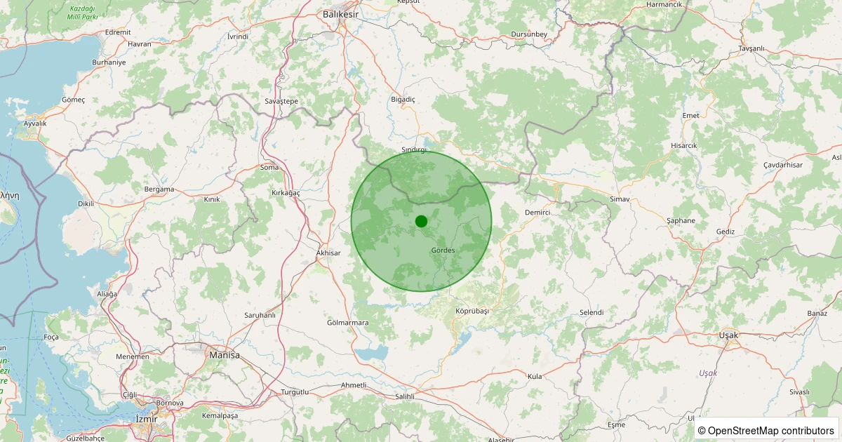 28 Ekim 2025 saat 17:01 - Gördes - Kalemoğlu - 2.30ml depreminin harita gösterimi