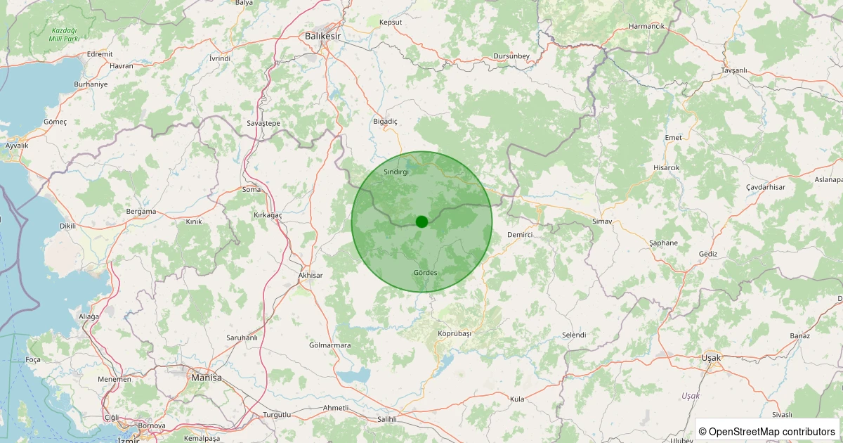 28 Ekim 2025 saat 17:57 - Gördes - 1.80ml depreminin harita gösterimi