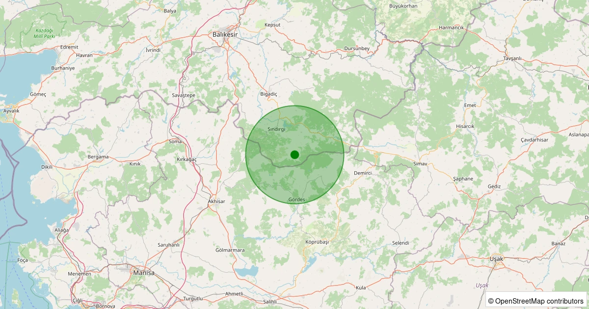 28 Ekim 2025 saat 21:56 - Sındırgı - Yüreğil/Yeni - 1.40ml depreminin harita gösterimi