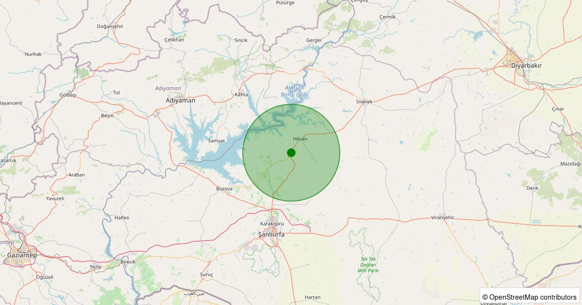 28 Ekim 2025 saat 21:03 - Hilvan - Kırbaşı - 2.10ML depreminin harita gösterimi