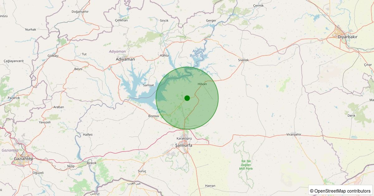 28 Ekim 2025 saat 21:03 - Hilvan - Kırbaşı - 2.20ml depreminin harita gösterimi