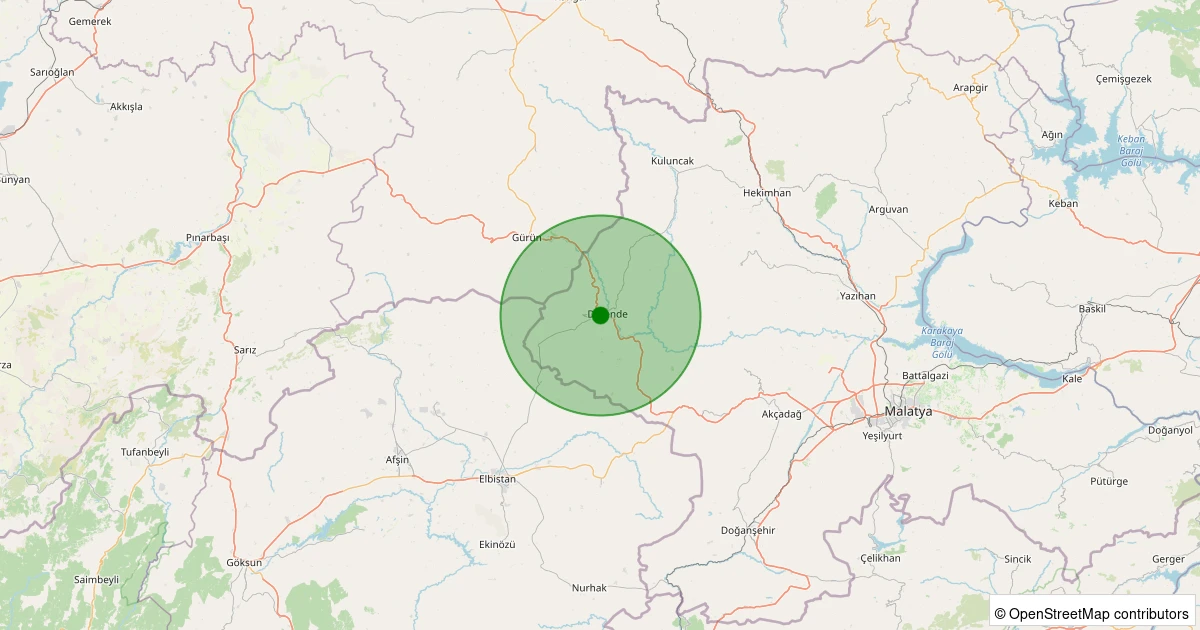 28 Ekim 2025 saat 23:34 - Darende - Kılıçbağı - 1.20ml depreminin harita gösterimi