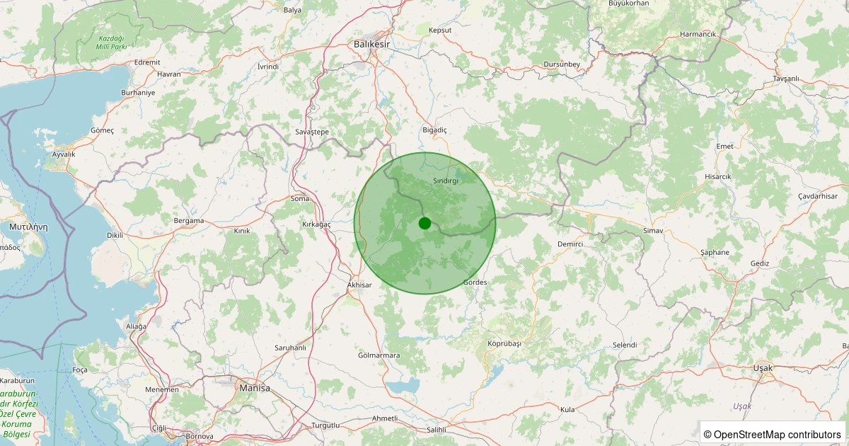 29 Ekim 2025 saat 00:16 - Akhisar - 2.10ml depreminin harita gösterimi