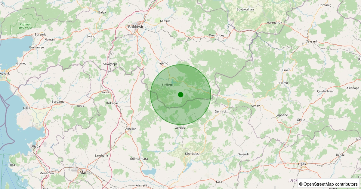 29 Ekim 2025 saat 05:56 - Sındırgı - Işıklar - 2.50ml depreminin harita gösterimi