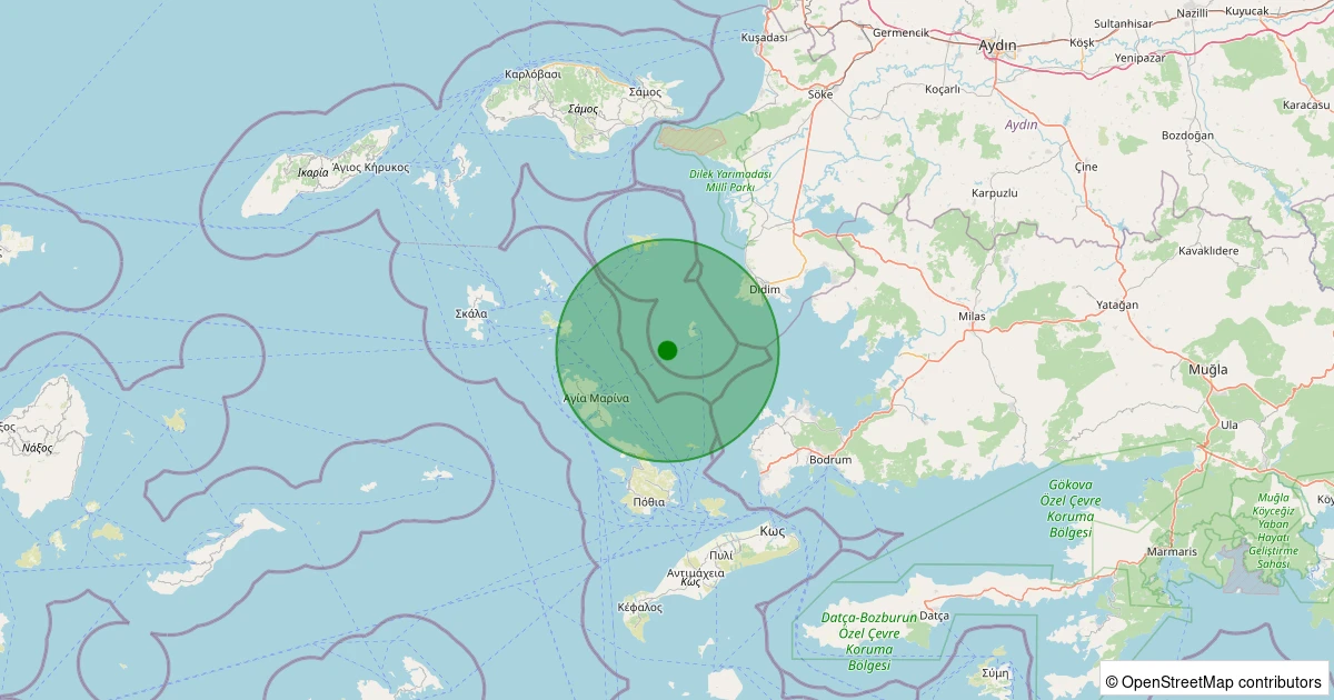 29 Ekim 2025 saat 09:38 - Ege Denizi - [23.88 km] Didim (Aydın) - 3.90MW depreminin harita gösterimi
