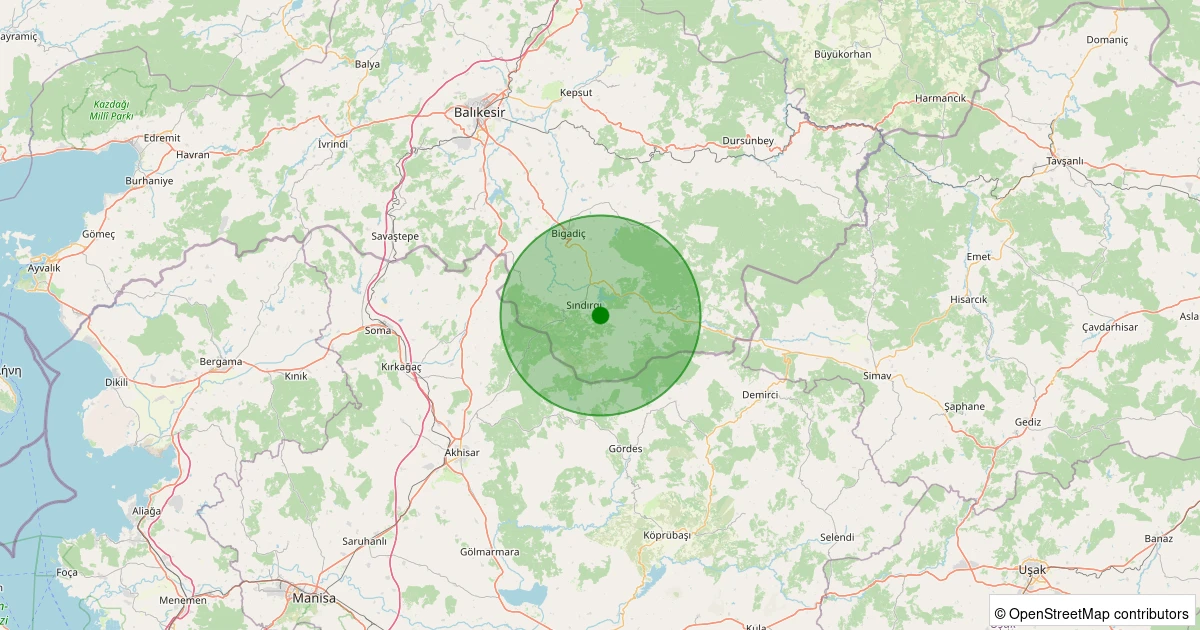 29 Ekim 2025 saat 10:20 - Sındırgı - Emendere - 1.70ml depreminin harita gösterimi