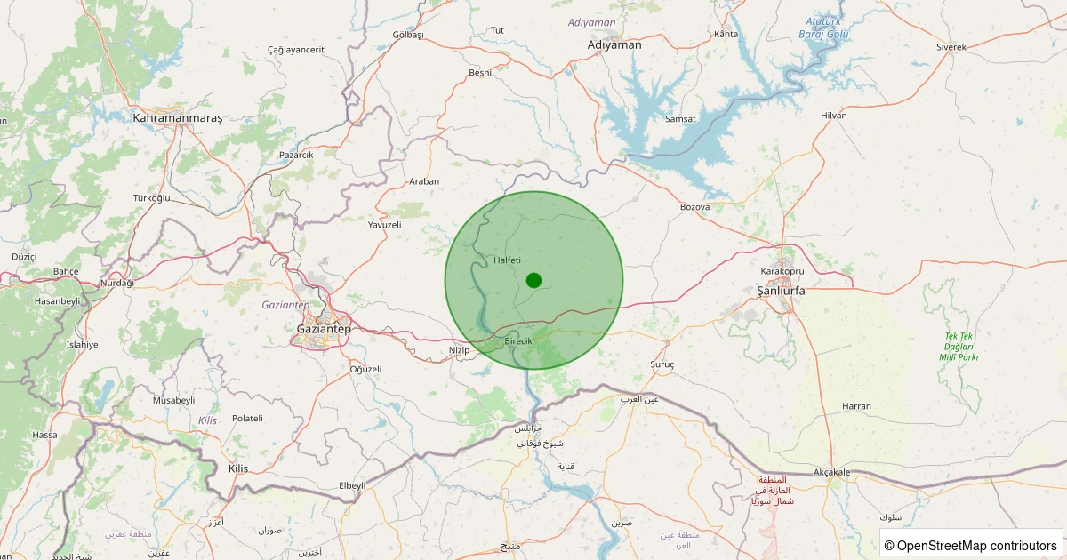 29 Ekim 2025 saat 11:15 - Halfeti - Özmüş Köyü - 1.50ML depreminin harita gösterimi
