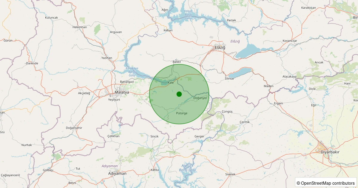 29 Ekim 2025 saat 11:25 - Kale - Uyanık Köyü - 1.10ML depreminin harita gösterimi