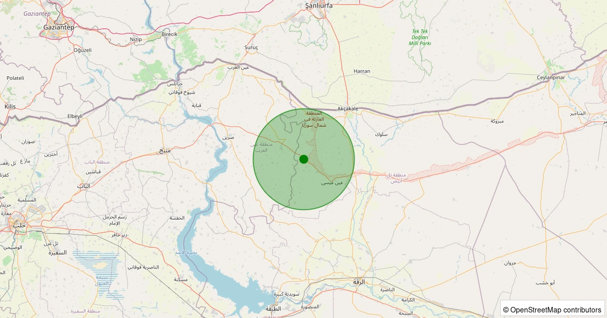29 Ekim 2025 saat 11:59 - Tel Abyad, Rakka (Suriye) - [25.41 km] Akçakale (Şanlıurfa) - 1.70ML depreminin harita gösterimi