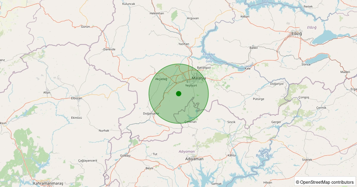 29 Ekim 2025 saat 12:01 - Yeşilyurt - Cafana - 1.10ML depreminin harita gösterimi
