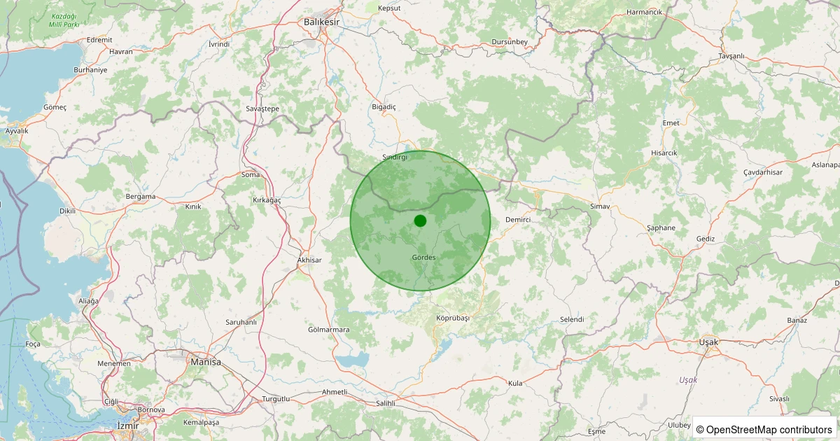 29 Ekim 2025 saat 12:50 - Gördes - 2.20ml depreminin harita gösterimi