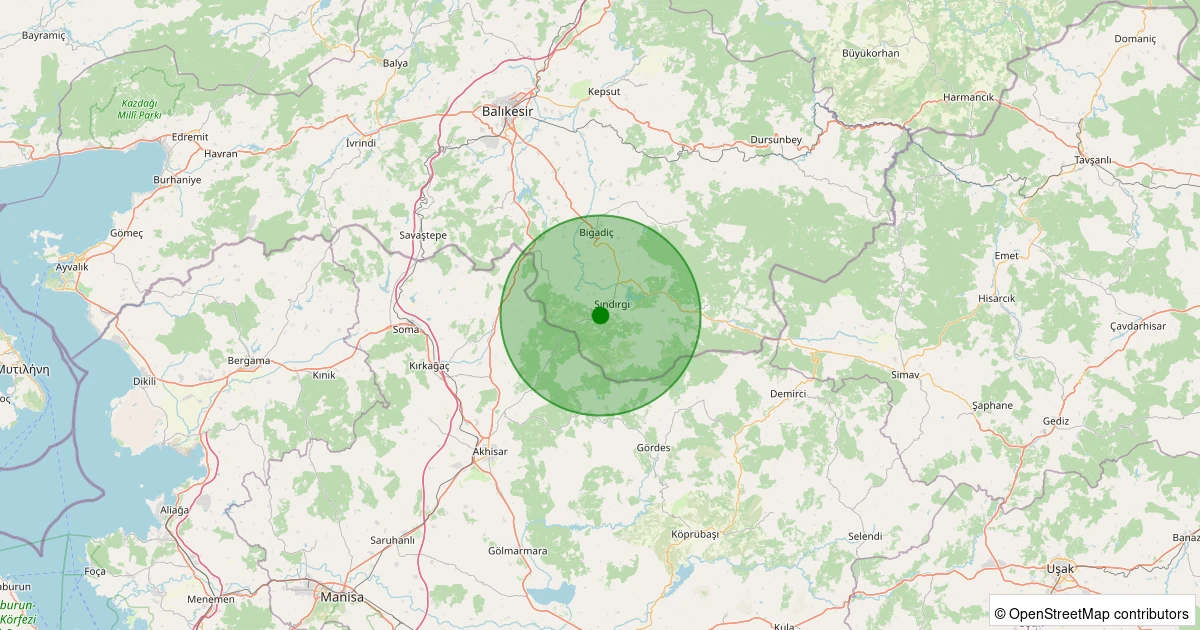 29 Ekim 2025 saat 14:01 - Sındırgı - Cüneyt - 2.60ML depreminin harita gösterimi